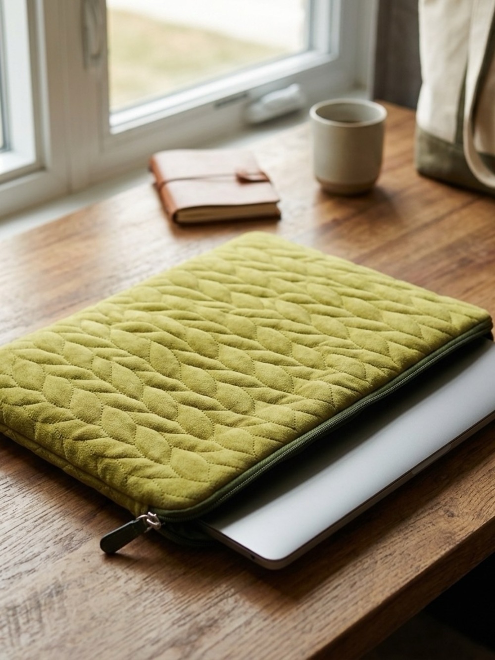 Quilted Green Tablet Sleeve with Padded Protection